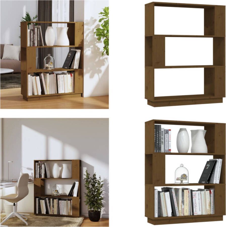 VidaXL Boekenkast kamerscherm 80x25x101 cm massief hout honingbruin Boekenkast Boekenkasten Opbergkast Boekenrek