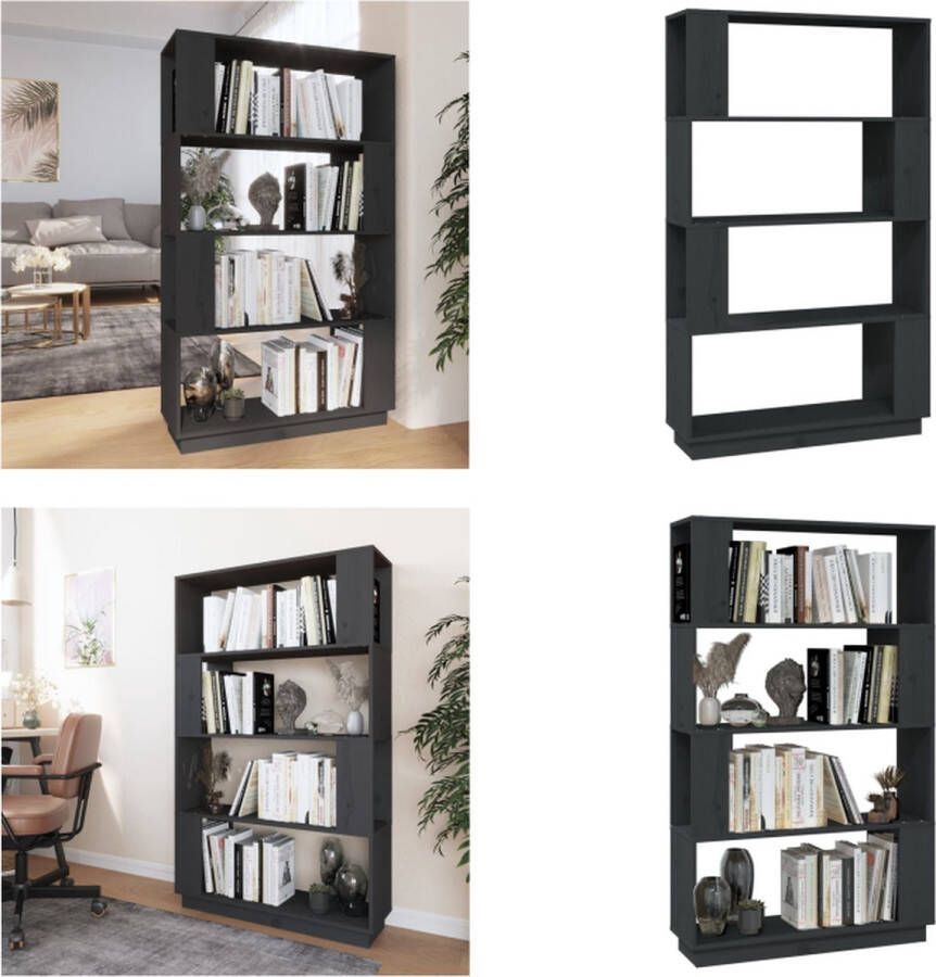 VidaXL Boekenkast kamerscherm 80x25x132 cm massief grenenhout grijs Boekenkast Boekenkasten Opbergkast Boekenrek