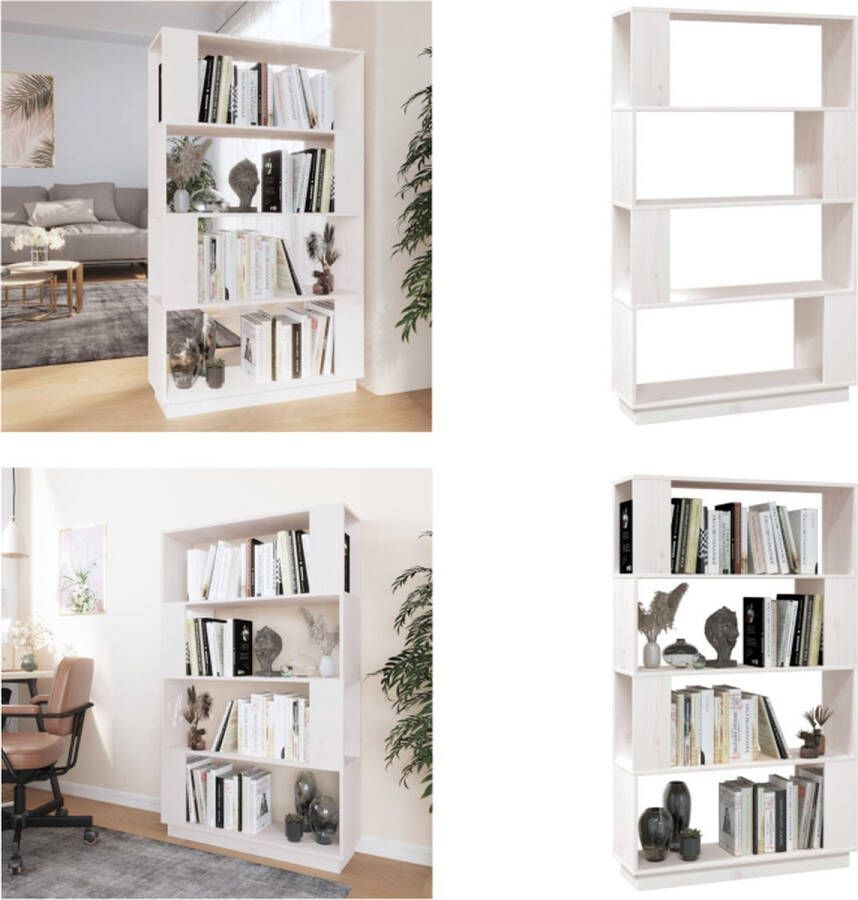 VidaXL Boekenkast kamerscherm 80x25x132 cm massief grenenhout wit Boekenkast Boekenkasten Opbergkast Boekenrek