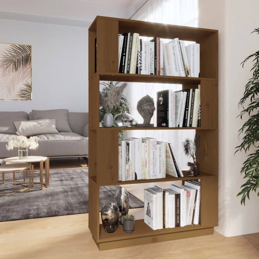 VidaXL -Boekenkast kamerscherm-80x25x132-cm-massief-hout-honingbruin - Foto 3