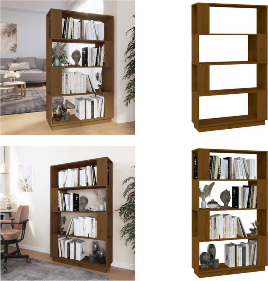VidaXL Boekenkast kamerscherm 80x25x132 cm massief hout honingbruin Boekenkast Boekenkasten Opbergkast Boekenrek
