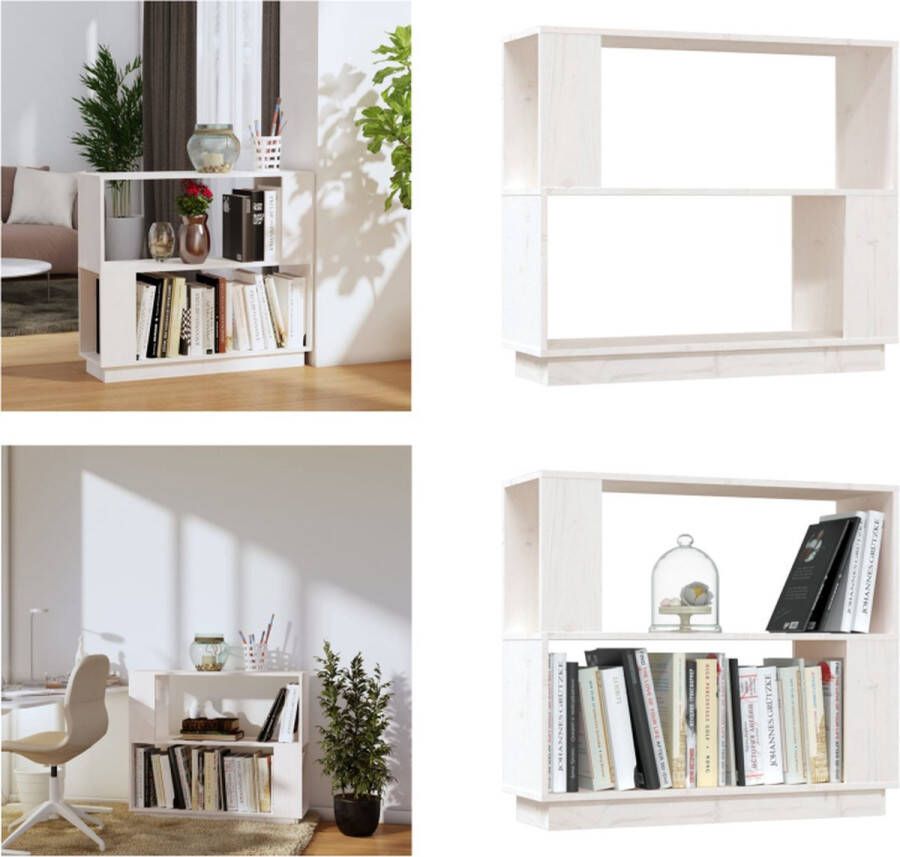 VidaXL Boekenkast kamerscherm 80x25x70 cm massief grenenhout wit Boekenkast Boekenkasten Opbergkast Boekenrek