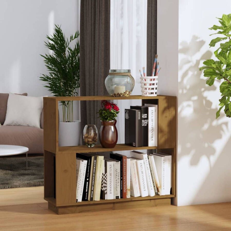 VidaXL -Boekenkast kamerscherm-80x25x70-cm-massief-hout-honingbruin