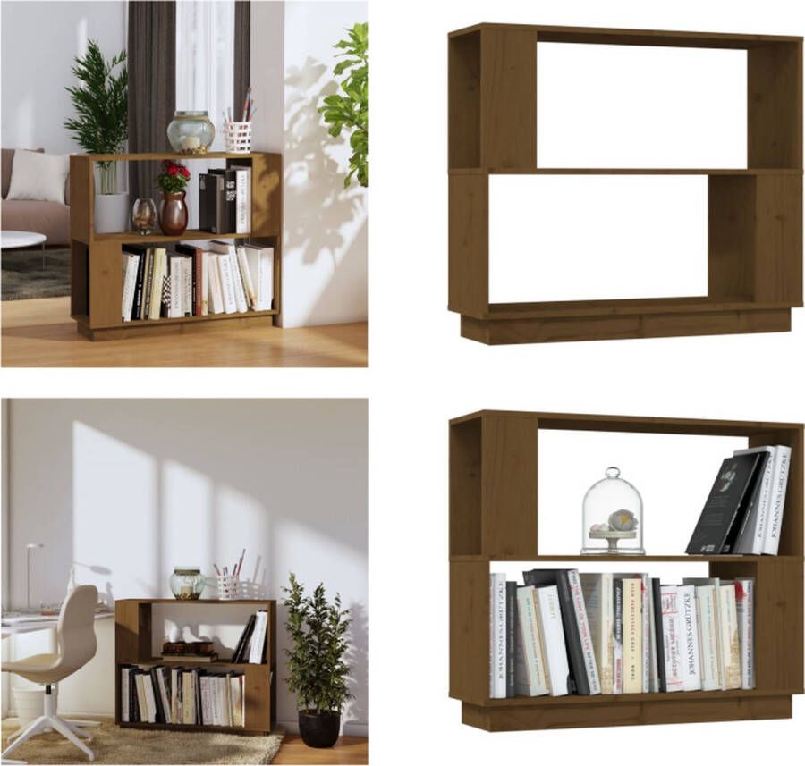VidaXL Boekenkast kamerscherm 80x25x70 cm massief hout honingbruin Boekenkast Boekenkasten Opbergkast Boekenrek