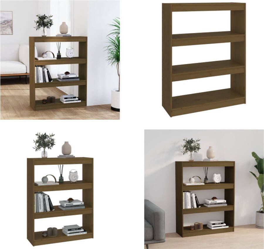 VidaXL Boekenkast kamerscherm 80x30x103-5 cm grenenhout honingbruin Boekenkast Boekenkasten Boekenrek Boekenschap