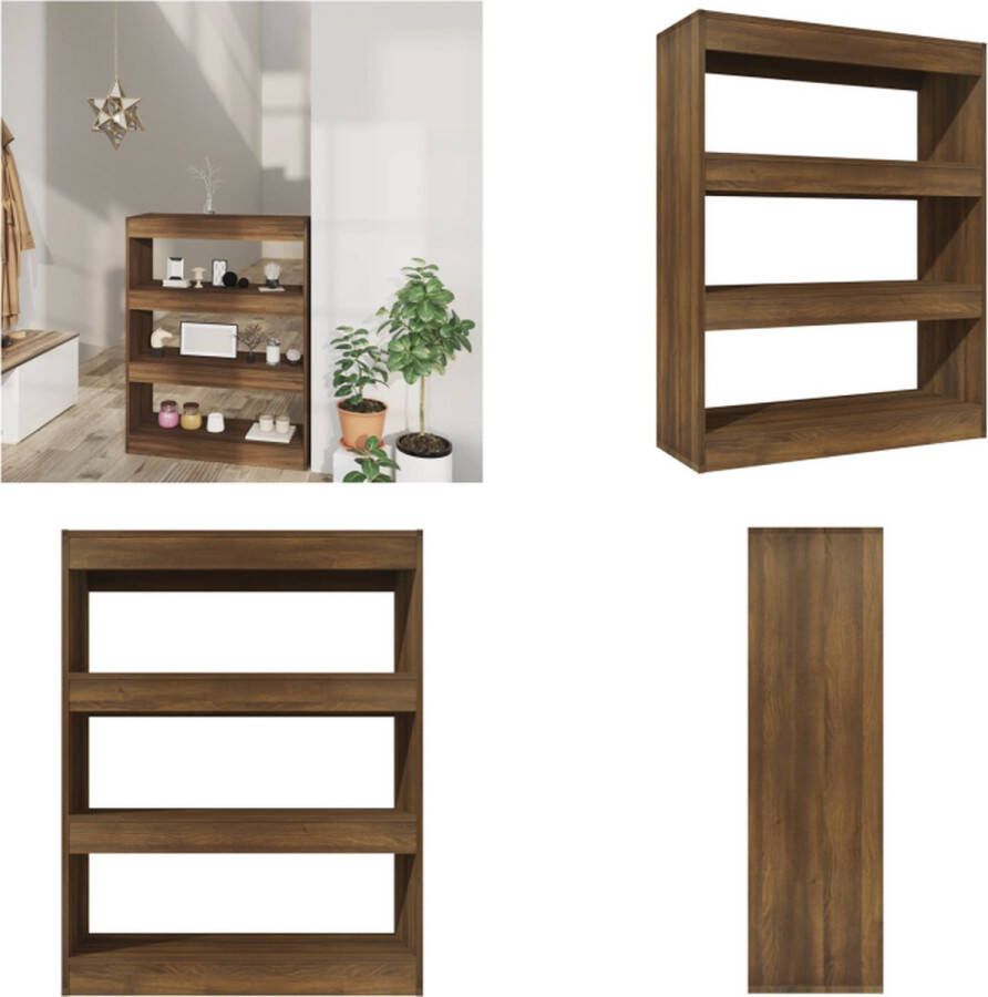 VidaXL Boekenkast kamerscherm 80x30x103 cm bewerkt hout bruin eiken Boekenkast Boekenkasten Houten Boekenkast Kamerscherm - Foto 2
