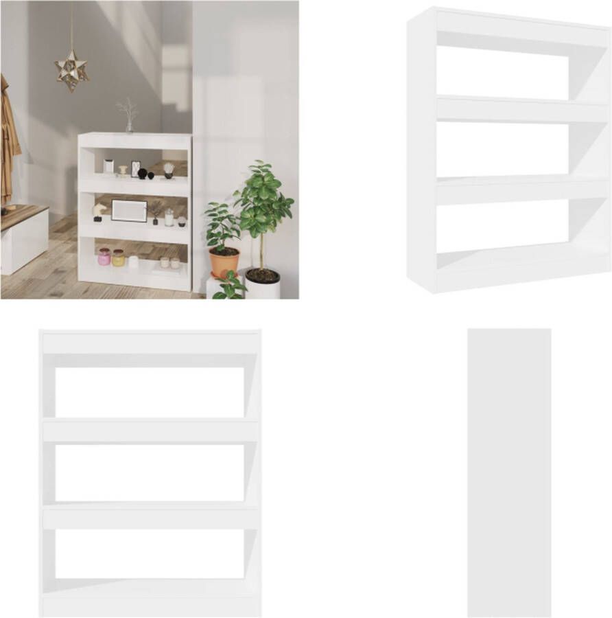 VidaXL Boekenkast kamerscherm 80x30x103 cm bewerkt hout hoogglans wit Boekenkast Boekenkasten Houten Boekenkast Kamerscherm