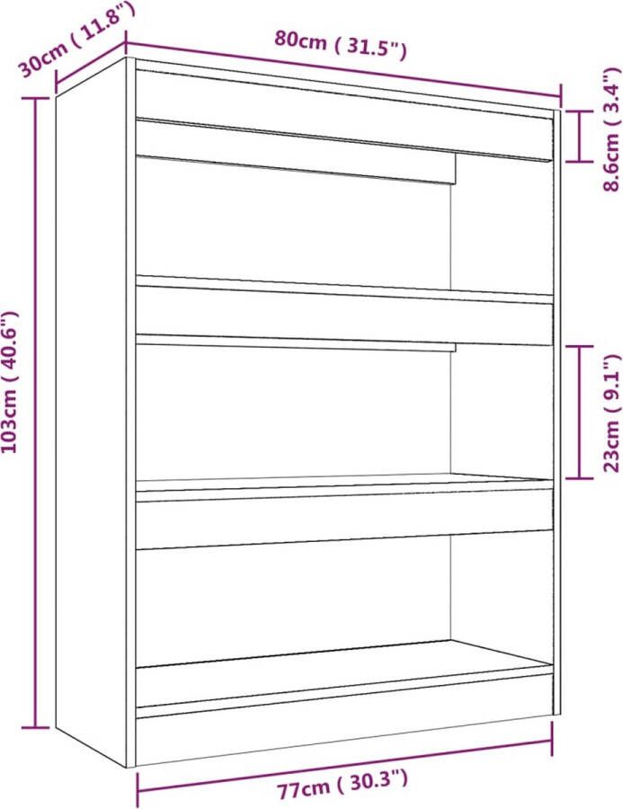 VIDAXL Boekenkast kamerscherm 80x30x103 cm bewerkt hout gerookt eiken - Foto 2