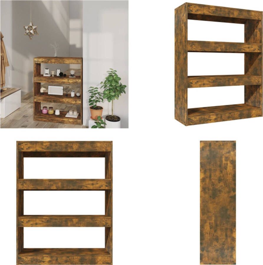 VidaXL Boekenkast kamerscherm 80x30x103 cm bewerkt hout gerookt eiken Boekenkast Boekenkasten Houten Boekenkast Kamerscherm