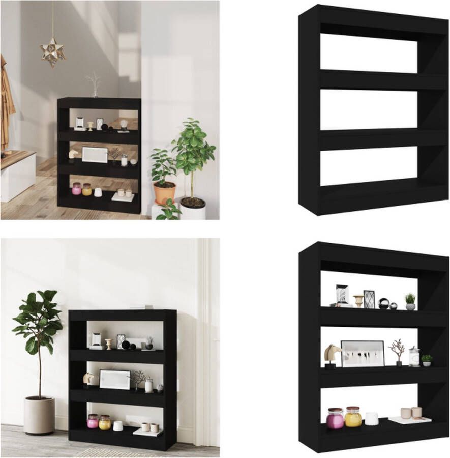VidaXL Boekenkast kamerscherm 80x30x103 cm bewerkt hout zwart Boekenkast Boekenkasten Houten Boekenkast Kamerscherm