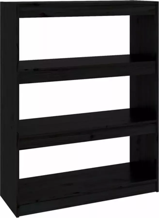 VidaXL -Boekenkast kamerscherm-80x30x103 5-cm-massief-grenenhout-zwart - Foto 2