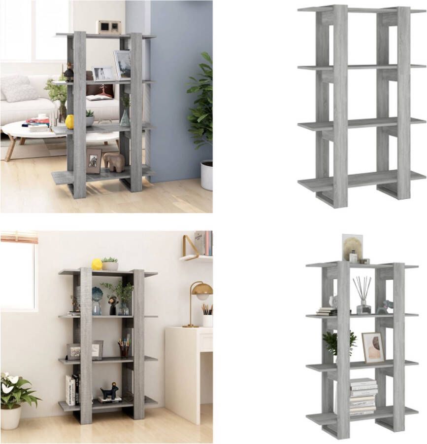 VidaXL Boekenkast kamerscherm 80x30x123-5 cm grijs sonoma eikenkleurig Boekenkast Boekenkasten Opbergkast Boekenkast Sonoma Eiken