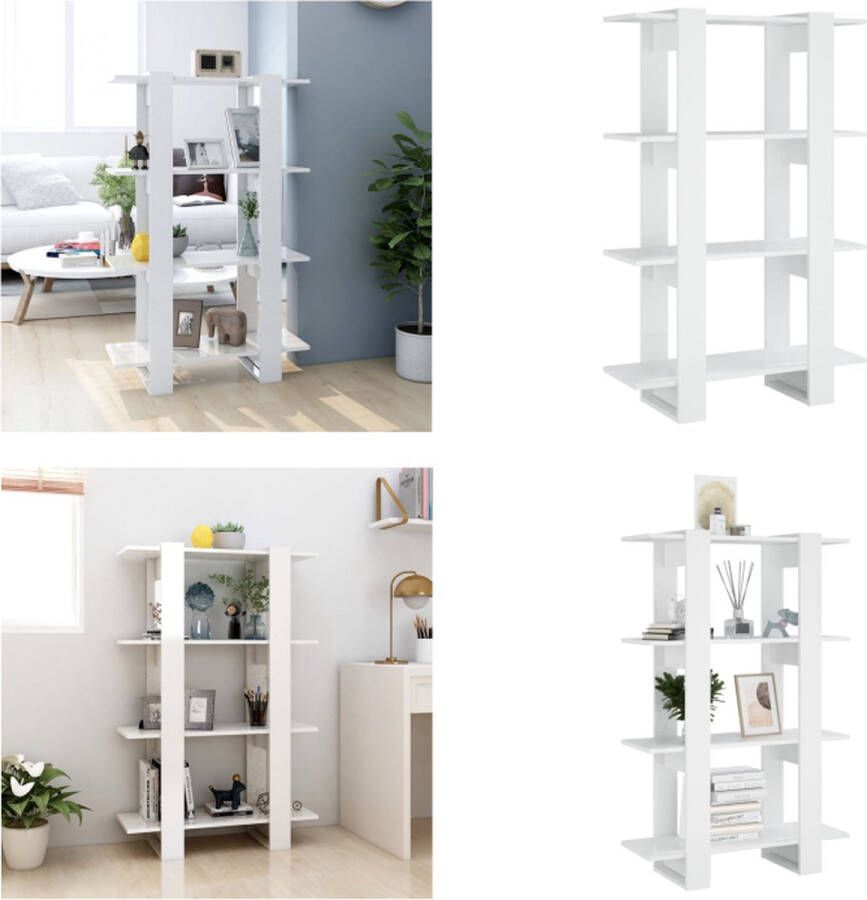 VidaXL Boekenkast kamerscherm 80x30x123-5 hoogglans wit Boekenkast Boekenkasten Opbergkast Boekenkast Hoogglans Wit