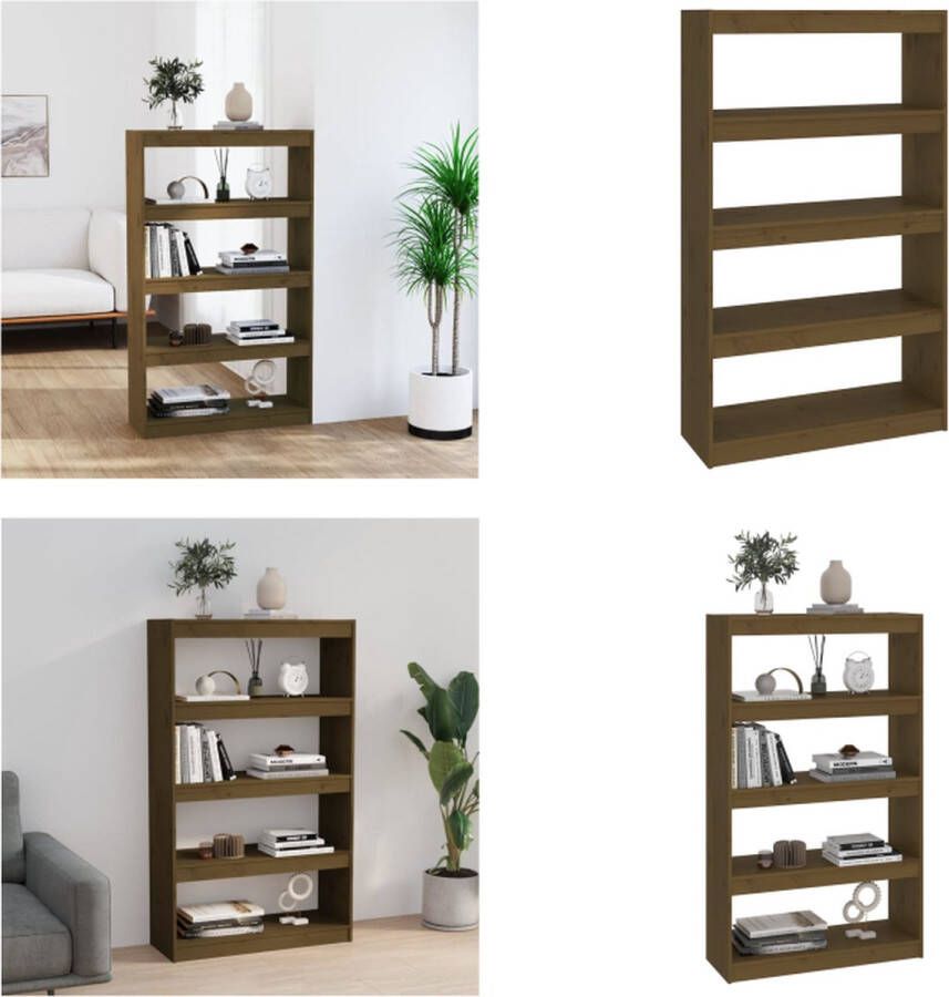 VidaXL Boekenkast kamerscherm 80x30x135-5 cm grenenhout honingbruin Boekenkast Boekenkasten Boekenrek Boekenschap