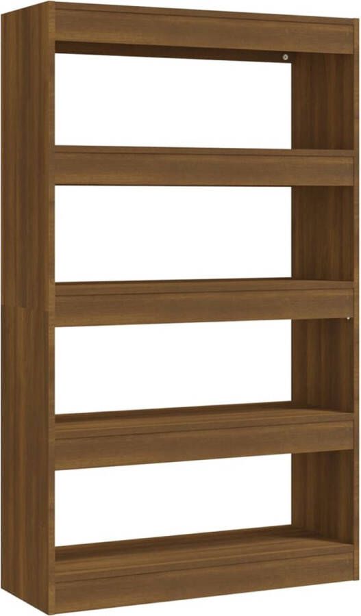 VidaXL Boekenkast Kamerscherm Bruineiken 80x135 cm Boekenkast Houtsoort Bruine Eiken Bibliotheek Kamerdivider Opslagmeubilair Woonkamerdecoratie Livingroom Furniture Home Storage Wooden Bookcase Brown Wood