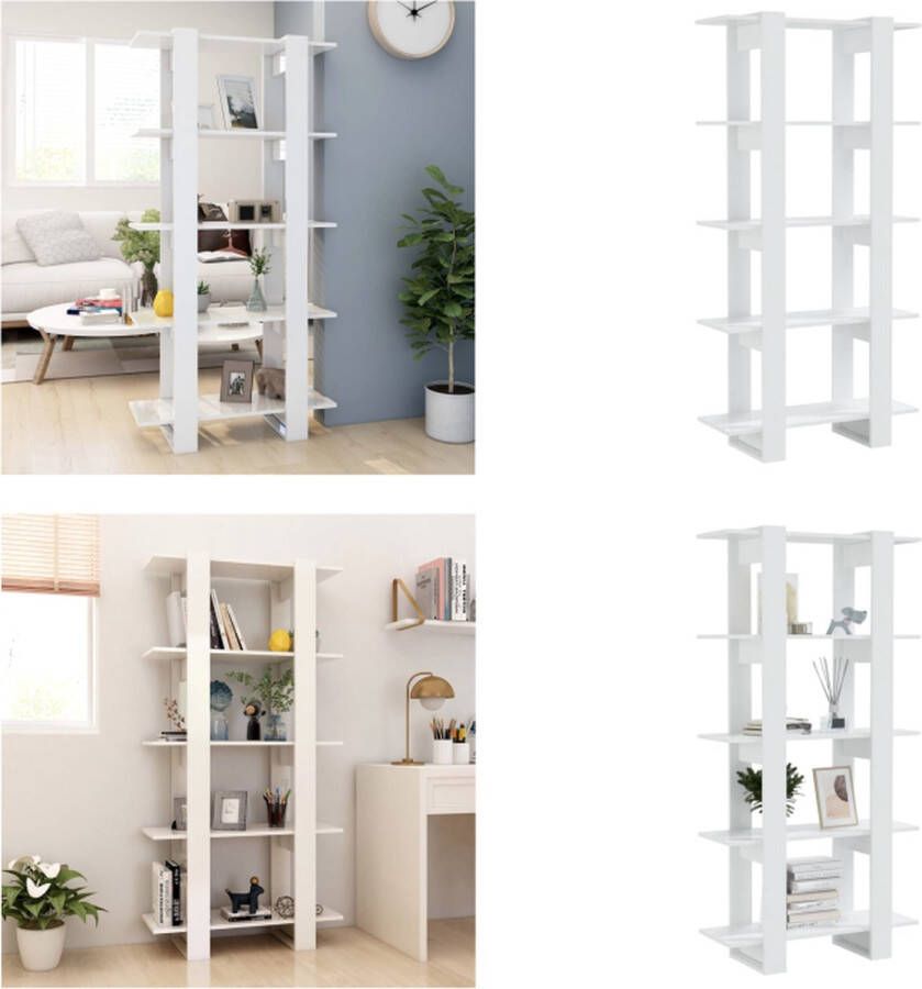 VidaXL Boekenkast kamerscherm 80x30x160 cm hoogglans wit Boekenkast Boekenkasten Boekenrek Boekenschap