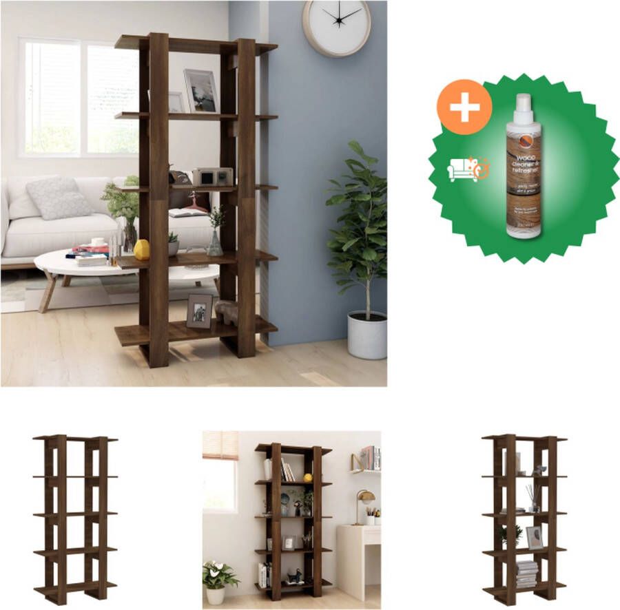 VidaXL Boekenkast kamerscherm 80x30x160 cm spaanplaat bruineikenkleur Kast Inclusief Houtreiniger en verfrisser