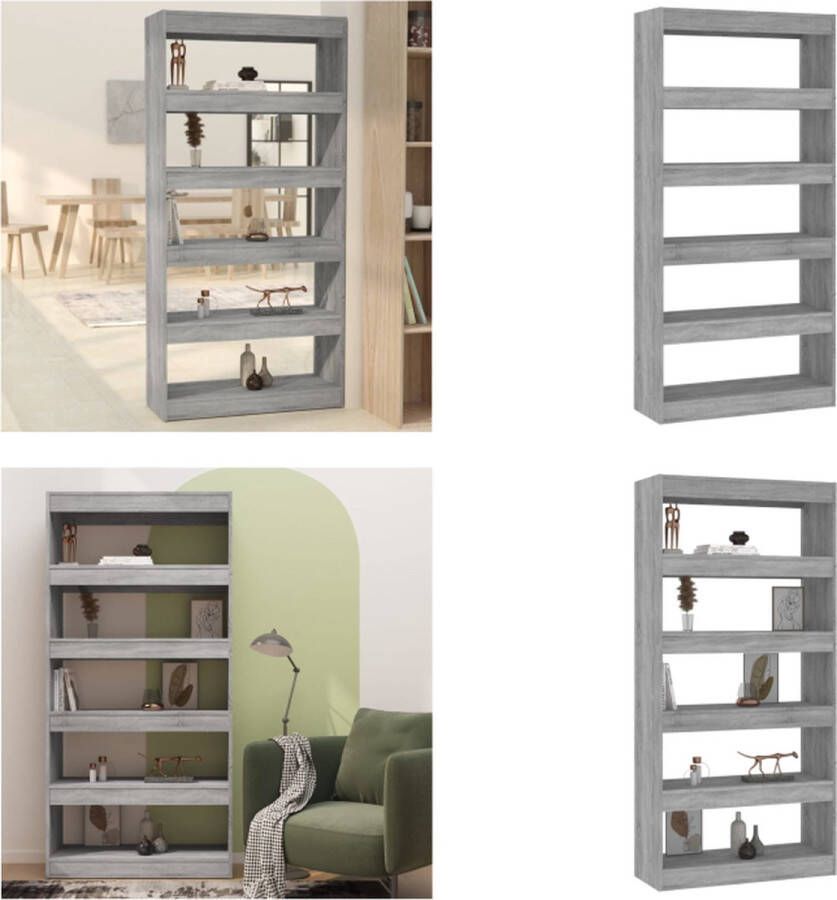 VidaXL Boekenkast kamerscherm 80x30x166 cm bewerkt hout grijs sonoma Boekenkast Boekenkasten Houten Boekenkast Kamerscherm