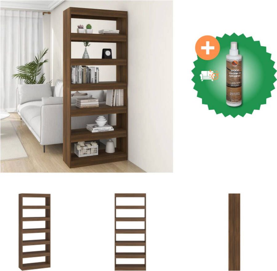 VidaXL Boekenkast kamerscherm 80x30x198 cm spaanplaat bruineikenkleur Kast Inclusief Houtreiniger en verfrisser