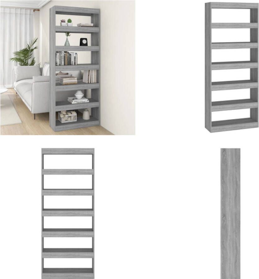 VidaXL Boekenkast kamerscherm 80x30x198 cm bewerkt hout grijs sonoma Boekenkast Boekenkasten Houten Boekenkast Kamerscherm