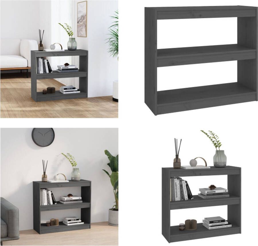 VidaXL Boekenkast kamerscherm 80x30x135-5 cm massief grenenhout grijs Boekenkast Boekenkasten Boekenrek Boekenschap