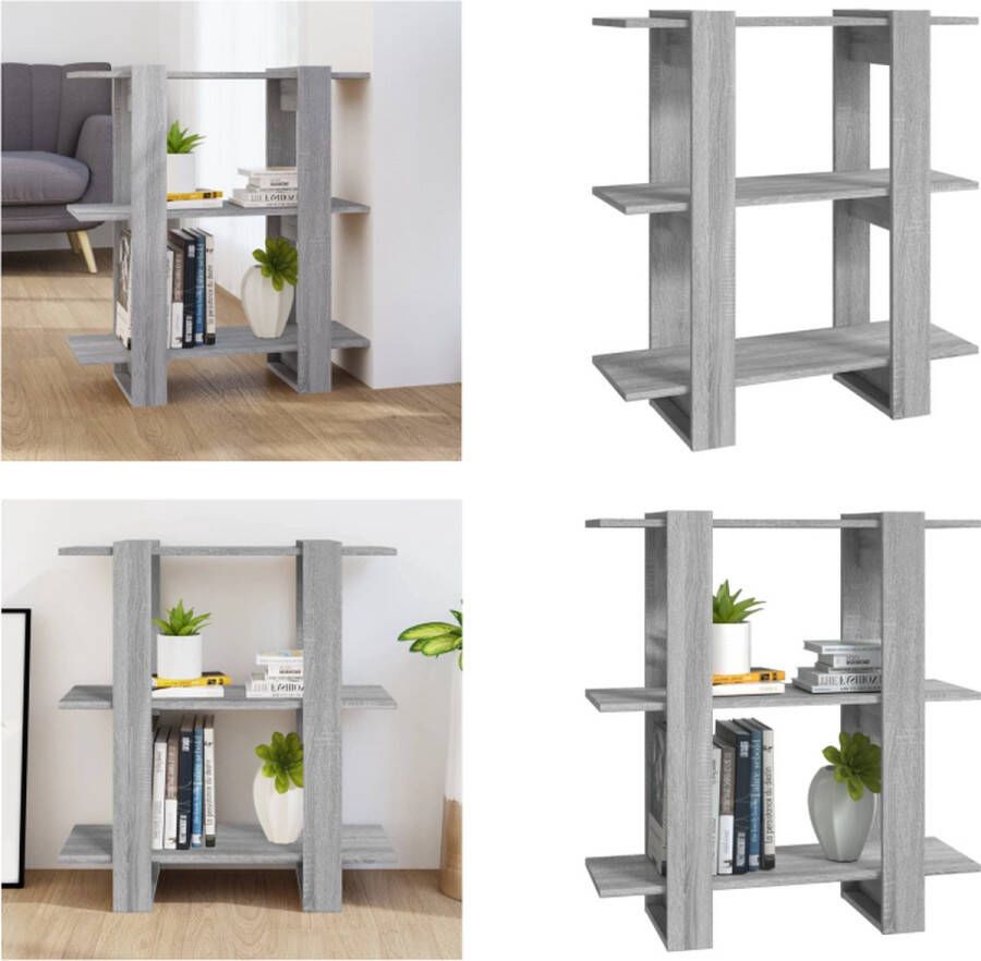 vidaXL Boekenkast kamerscherm 80x30x87 cm grijs sonoma eikenkleurig Boekenkast Boekenkasten Opbergkast Boekenkast Sonoma Eiken