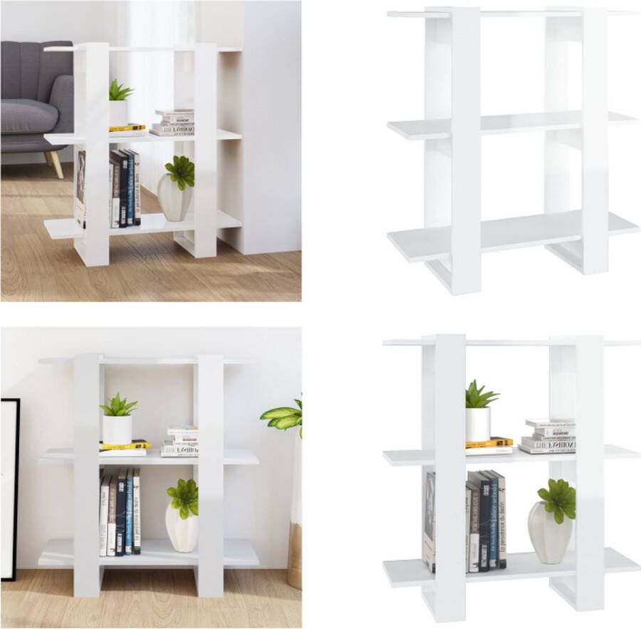 VidaXL Boekenkast kamerscherm 80x30x87 cm hoogglans wit Boekenkast Boekenkasten Opbergkast Boekenkast Hoogglans Wit