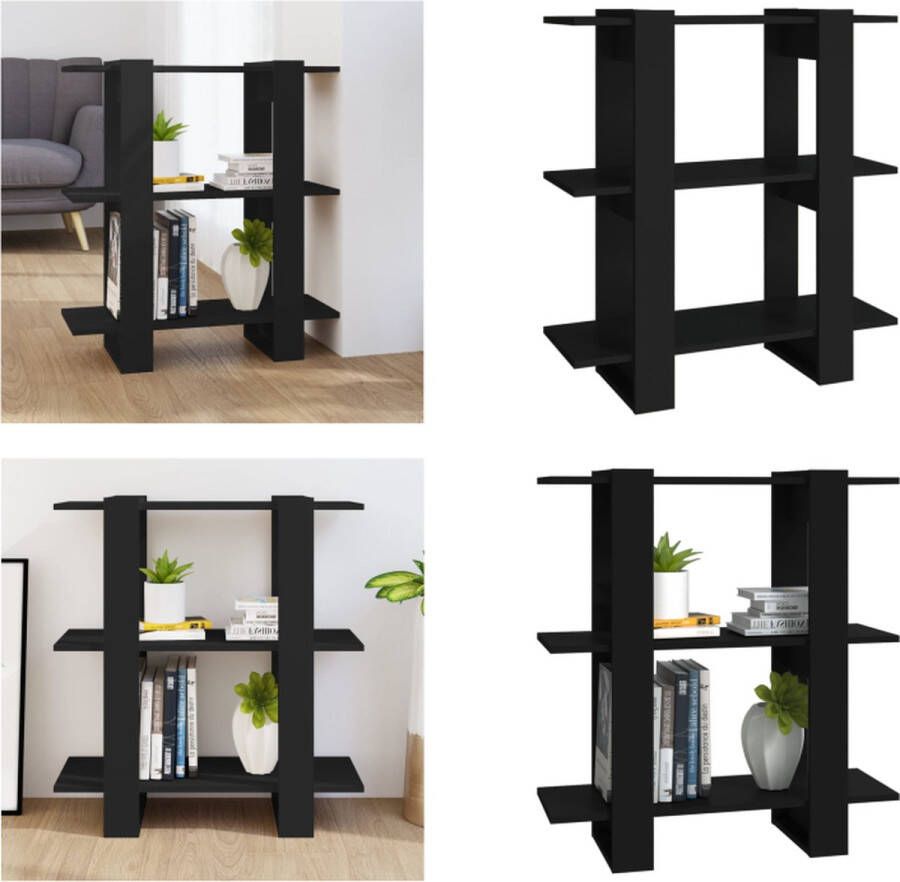 VidaXL Boekenkast kamerscherm 80x30x87 cm zwart Boekenkast Boekenkasten Opbergkast Zwarte Boekenkast