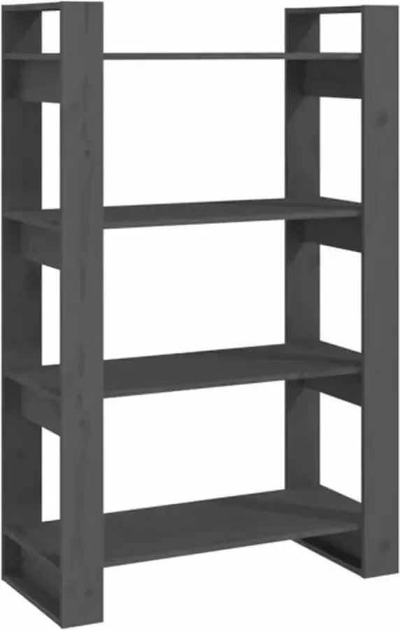 VidaXL -Boekenkast kamerscherm-80x35x125-cm-massief-grenenhout-grijs - Foto 3