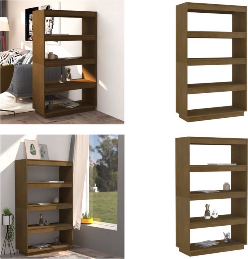 VidaXL Boekenkast kamerscherm 80x35x135 cm grenenhout honingbruin Boekenkast Boekenkasten Houten Boekenkast Kamerscherm