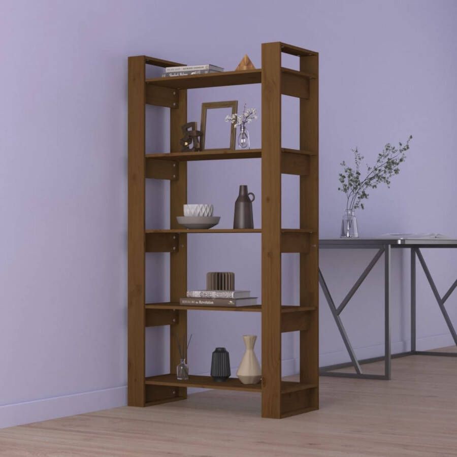 VidaXL -Boekenkast kamerscherm-80x35x160-cm-massief-hout-honingbruin