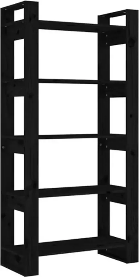 VidaXL -Boekenkast kamerscherm-80x35x160-cm-massief-hout-zwart - Foto 3