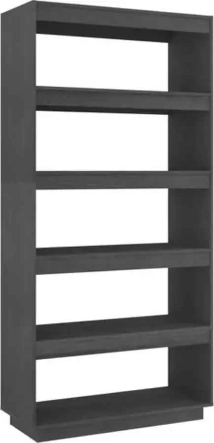 VidaXL -Boekenkast kamerscherm-80x35x167-cm-massief-grenenhout-grijs - Foto 3