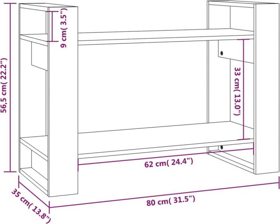 VidaXL -Boekenkast kamerscherm-80x35x56 5-cm-massief-grenenhout-grijs - Foto 4