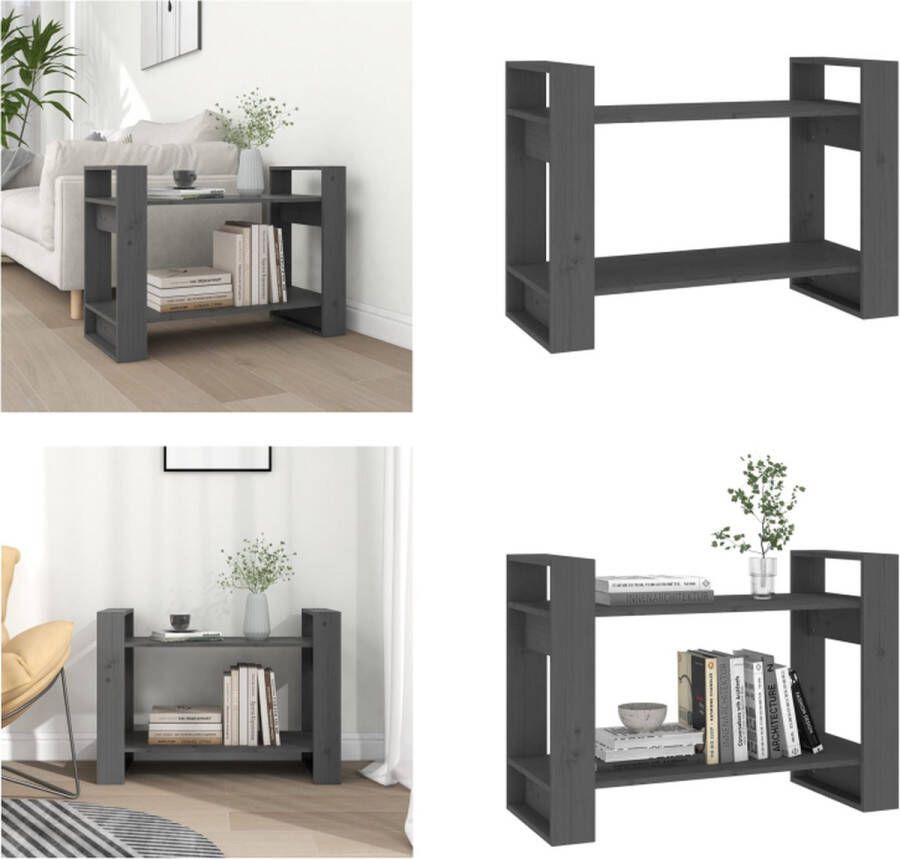 VidaXL Boekenkast kamerscherm 80x35x56-5 cm massief grenenhout grijs Boekenkast Boekenkasten Opbergkast Boekenrek