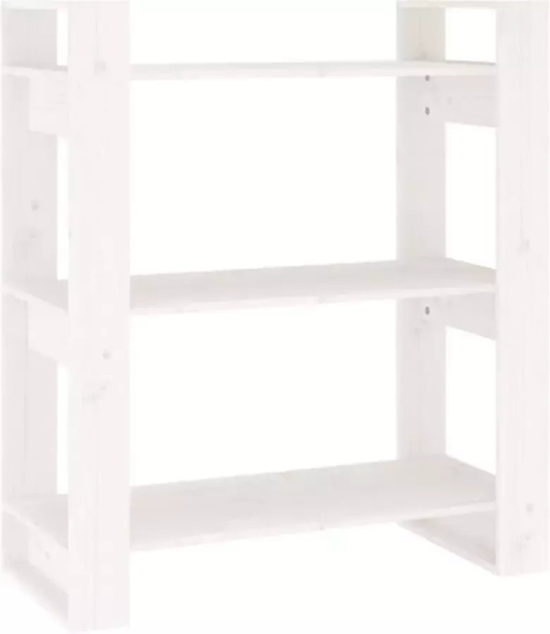VidaXL -Boekenkast kamerscherm-80x35x91-cm-massief-grenenhout-wit - Foto 2