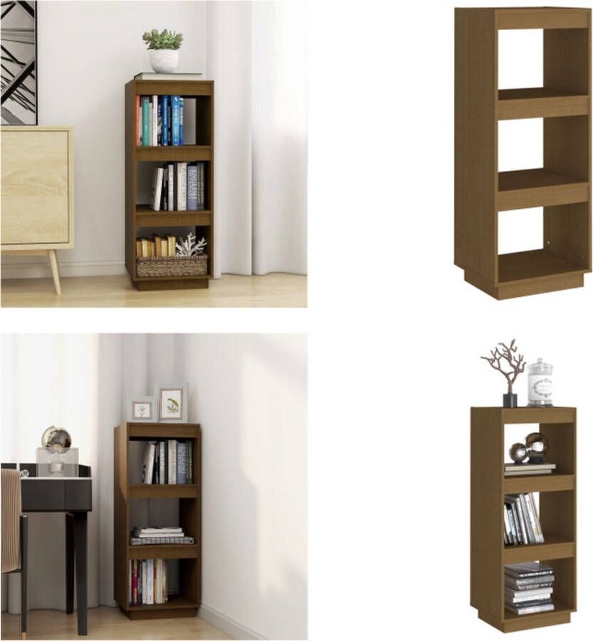 VidaXL Boekenkast kamerscherm massief grenenhout honingbruin Boekenkast Boekenkasten Houten Boekenkast Kamerscherm