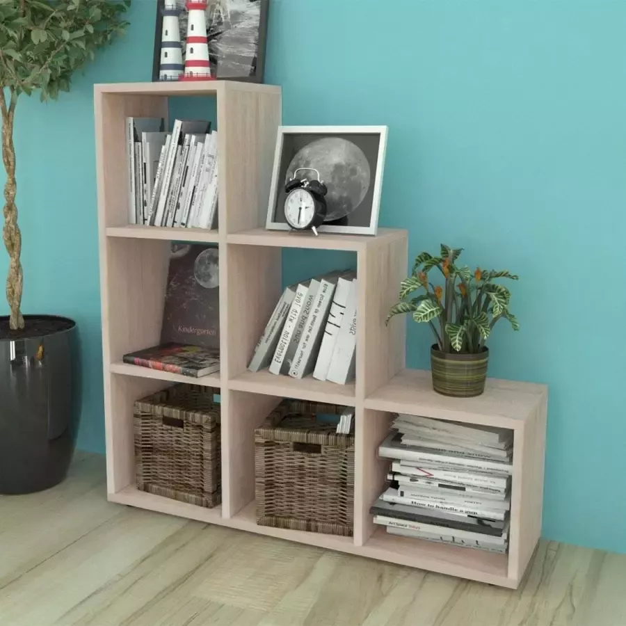 VidaXL -Boekenkast presentatiemeubel-trapvormig-107-cm-eikenkleur - Foto 2