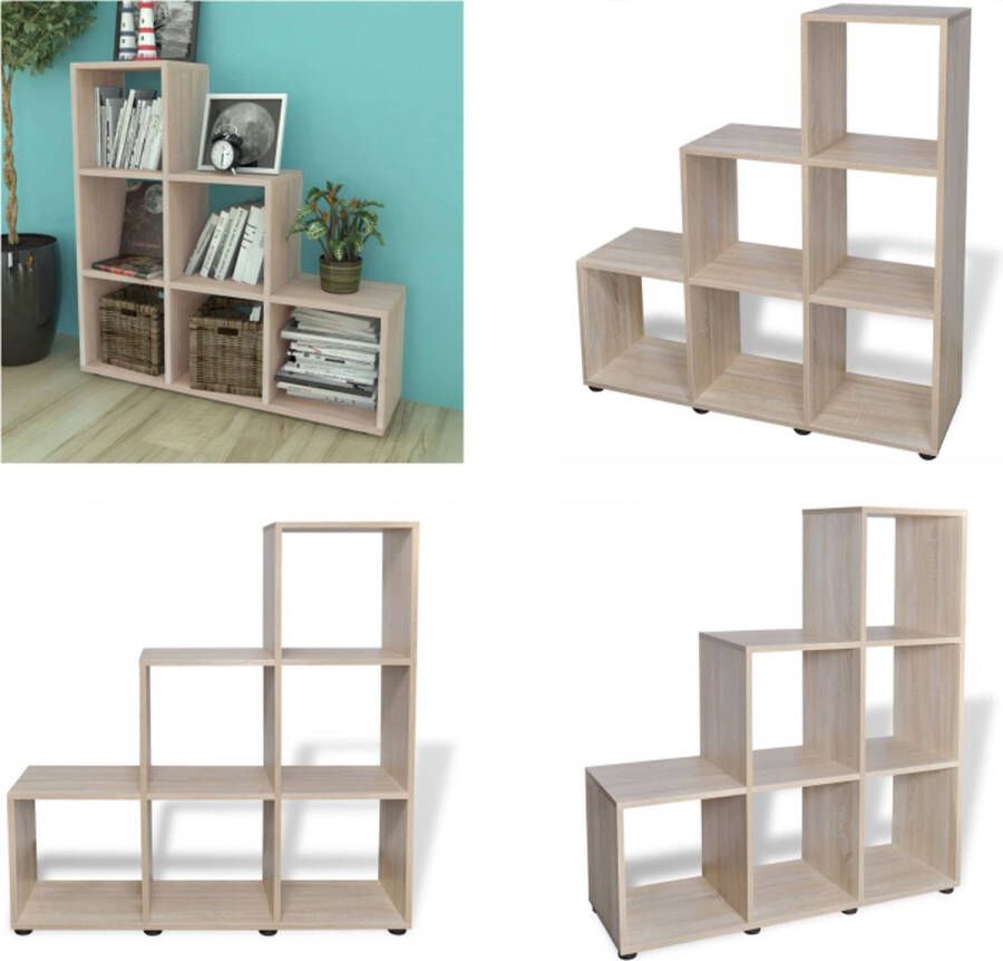 VidaXL Boekenkast presentatiemeubel trapvormig 107 cm eikenkleur Boekenkast Boekenkasten Boekenplank Boekenplanken