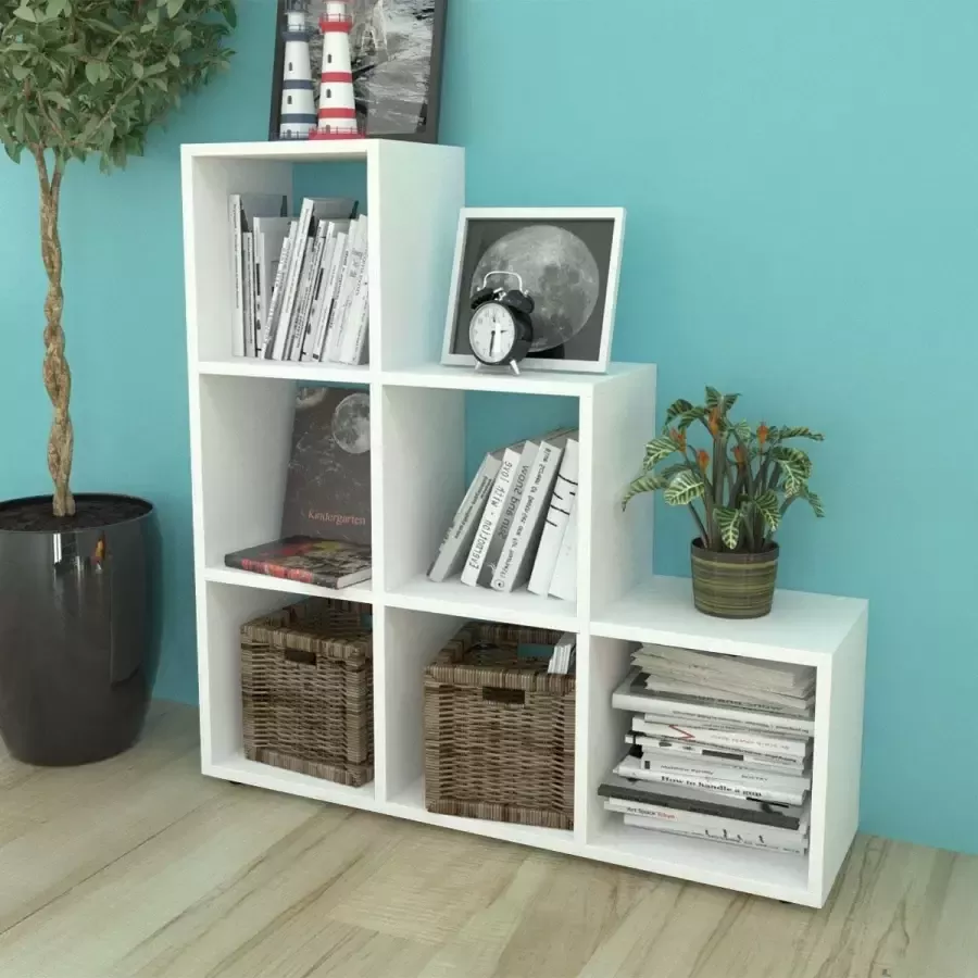 VidaXL -Boekenkast presentatiemeubel-trapvormig-107-cm-wit - Foto 3