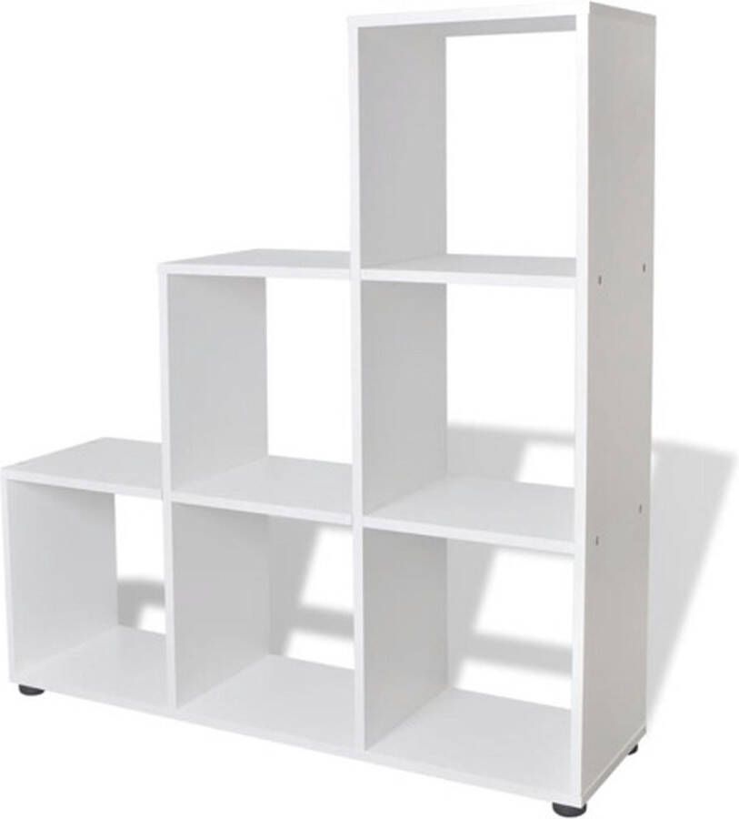 VidaXL -Boekenkast presentatiemeubel-trapvormig-107-cm-wit - Foto 2