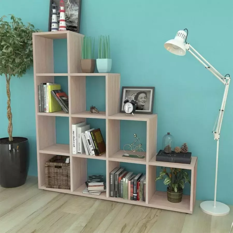 VidaXL -Boekenkast presentatiemeubel-trapvormig-142-cm-eikenkleur - Foto 3