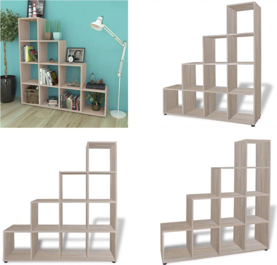 VidaXL Boekenkast presentatiemeubel trapvormig 142 cm eikenkleur Boekenkast Boekenkasten Boekenplank Boekenplanken