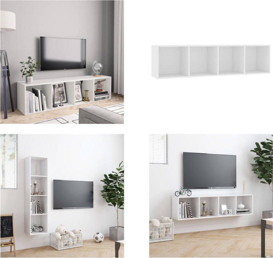 VidaXL Boekenkast tv-meubel 143x30x36 cm wit Boekenkast Boekenkasten Boekenschap Boekenschappen