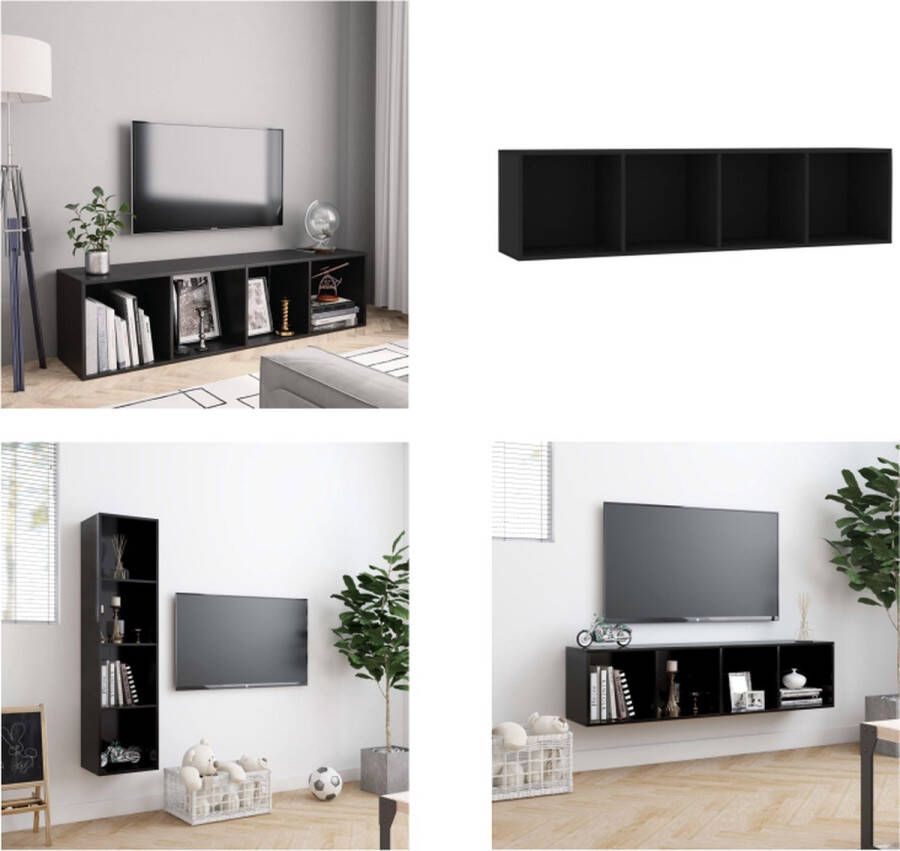 VidaXL Boekenkast tv-meubel 143x30x36 cm zwart Boekenkast Boekenkasten Boekenschap Boekenschappen
