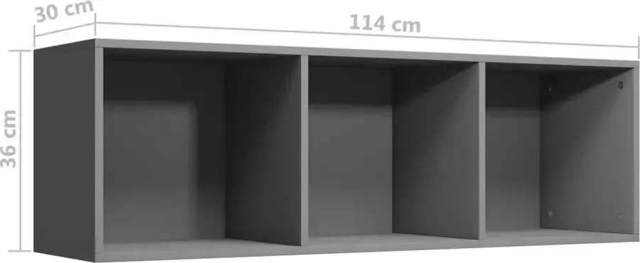 VidaXL Boekenkast tv-meubel 36x30x114 cm bewerkt hout grijs - Foto 2