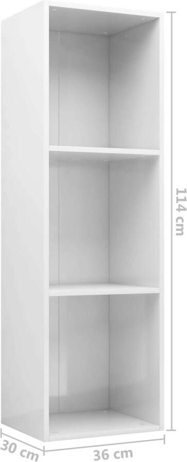 VidaXL -Boekenkast tv-meubel-36x30x114-cm-bewerkt-hout-hoogglans-wit - Foto 2