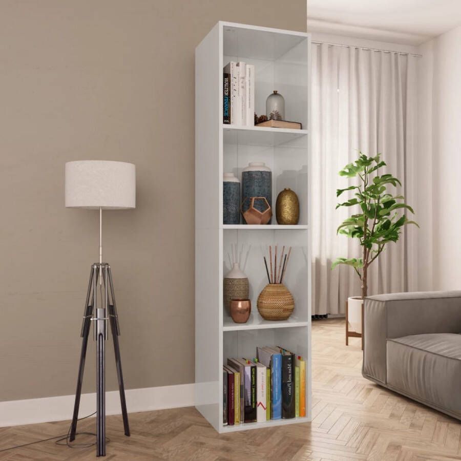 VidaXL -Boekenkast tv-meubel-36x30x143-cm-bewerkt-hout-hoogglans-wit