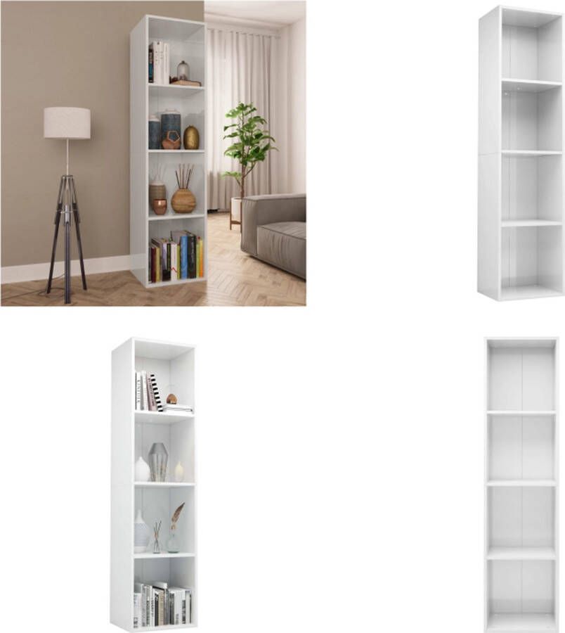 VidaXL Boekenkast tv-meubel 36x30x143 cm bewerkt hout hoogglans wit Boekenkast Boekenkasten Boekenschap Boekenschappen