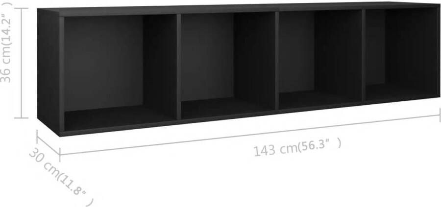 VidaXL -Boekenkast tv-meubel-36x30x143-cm-bewerkt-hout-zwart